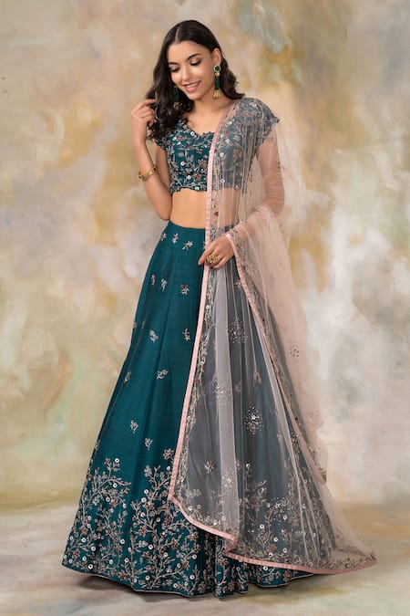 Pooja Peshoria Embroidered Silk Bridal Lehenga Set 