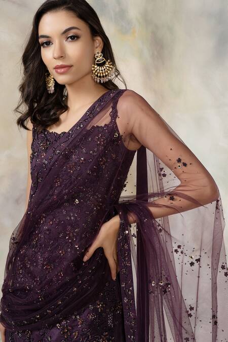 Buy Pooja Peshoria Purple Silk Boat Embellished Kurta Set Online at Aza Fashions Buy_Pooja Peshoria_Purple Silk Boat Embellished Kurta Set _Online_at_Aza_Fashions