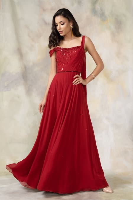 Ombre Embellished Gown With Cape – Rohit Gandhi & Rahul Khanna