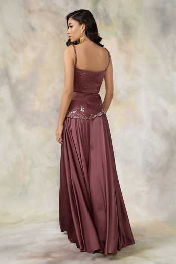 Pooja Peshoria Embellished Peplum Top & Palazzo Set 