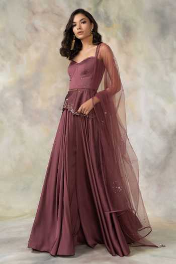 Pooja Peshoria Embellished Peplum Top & Palazzo Set 