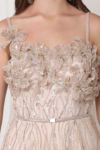 Shop_Pooja Peshoria_Pink Net Sequins Scoop Neck Embellished Trail Gown _Online_at_Aza_Fashions