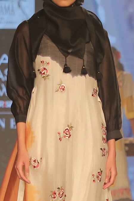 Buy_Prama By Pratima Pandey_Multi Color Cotton, Handwoven Silk Chanderi Embroidered Ombre Kurta And Pant Set_Online_at_Aza_Fashions