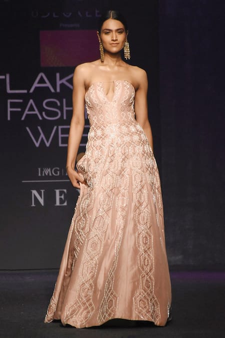 Masumi Mewawalla Bandeau Embroidered Gown 