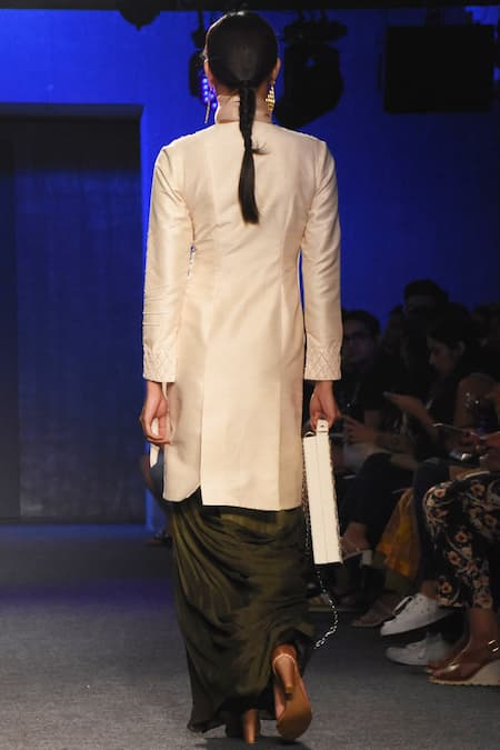 Masumi Mewawalla Raw Silk Kurta with Draped Skirt 