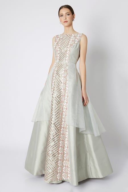 Masumi Mewawalla Silk Organza Layered Gown 