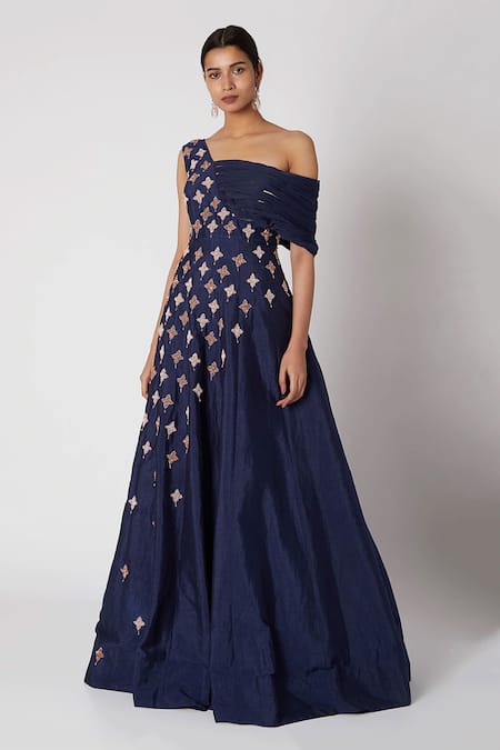 Masumi Mewawalla One Shoulder Flared Gown 