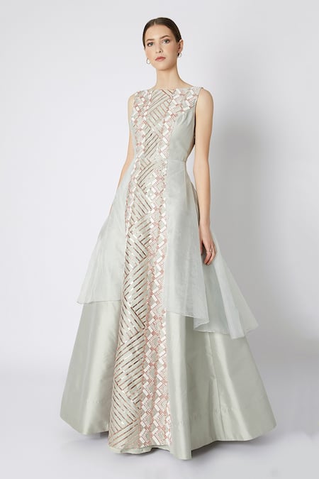 Masumi Mewawalla Tafetta Organza Layered Gown 