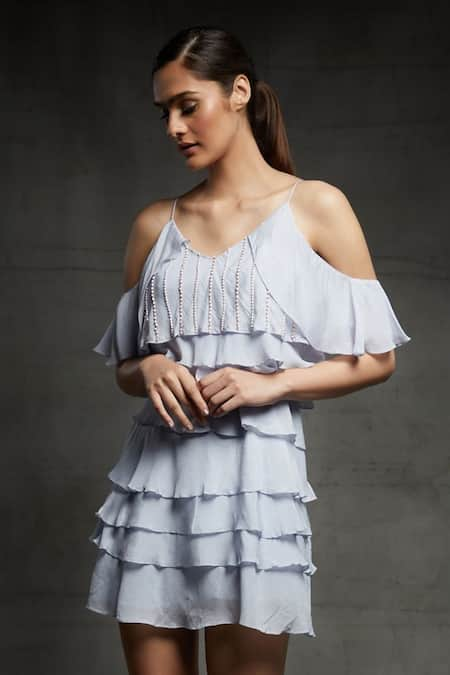 Masumi Mewawalla Cold Shoulder Layered Dress 