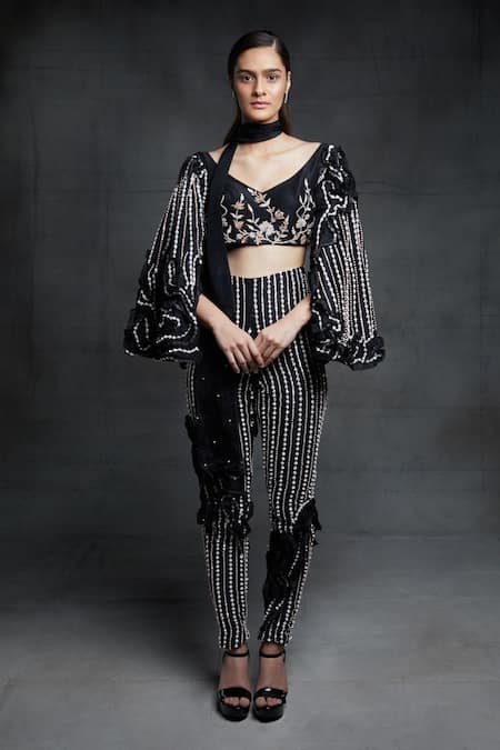 Masumi Mewawalla Embroidered Crop Top & Pant Set 