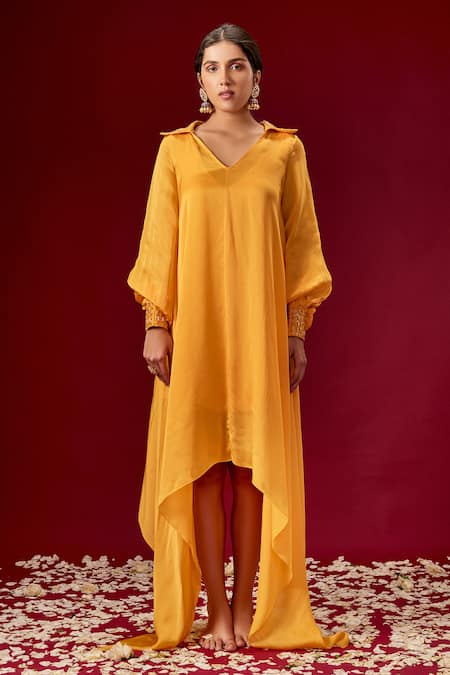 Masumi Mewawalla Satin Organza Asymmetric Kurta 