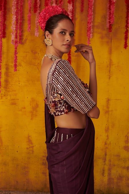 Masumi Mewawalla Embroidered Pre-Draped Pant Saree Set 