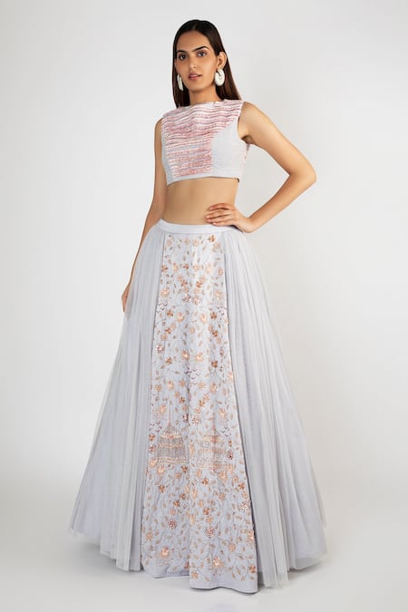 Masumi Mewawalla Embellished Crop Top & Lehenga Set 