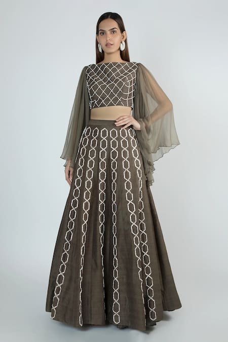 Masumi Mewawalla Embellished Crop Top & Lehenga Set 
