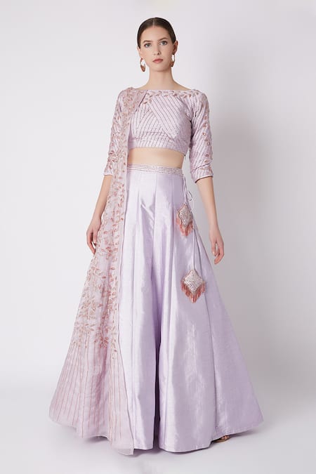 Masumi Mewawalla Draped Crop Top & Lehenga Set 