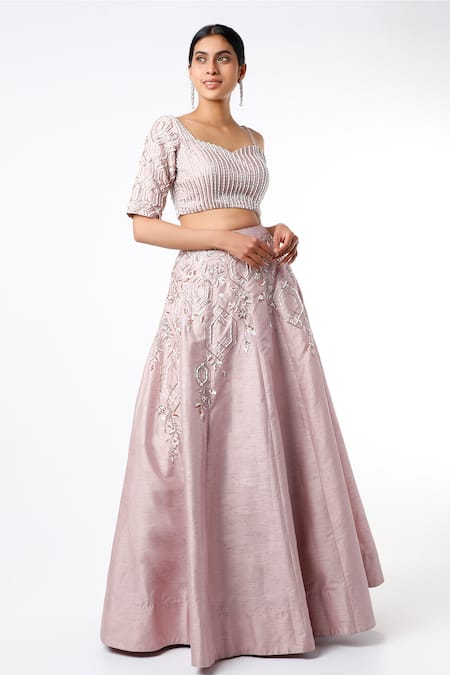 Masumi Mewawalla Embroidered Crop Top & Lehenga Set 