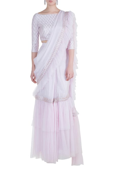 Masumi Mewawalla Pre-Draped Silk Ruffle Saree 