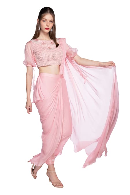 Masumi Mewawalla Pant Saree with Embroidered Blouse 