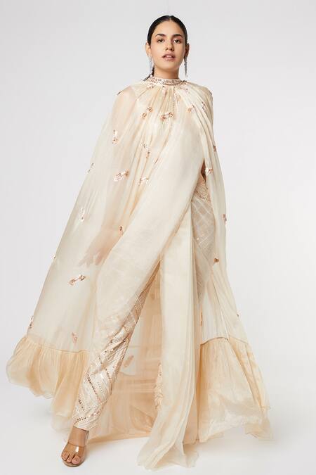 Buy Masumi Mewawalla Gold Organza, Dupion, Tabby Silk Round Pre-draped Pant Saree Set Online at Aza Fashions Buy_Masumi Mewawalla_Gold Organza, Dupion, Tabby Silk Round Pre-draped Pant Saree Set _Online_at_Aza_Fashions