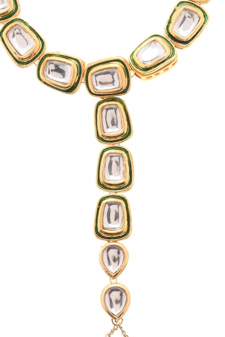 Shop_Paisley Pop_Gold Plated Crystals Kundan Hathphool _Online_at_Aza_Fashions