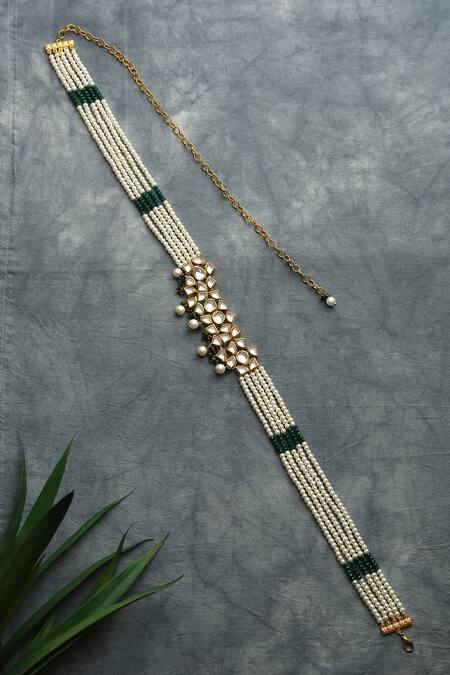 Shop_Paisley Pop_Gold Pearls Multi Strand Belt _at_Aza_Fashions