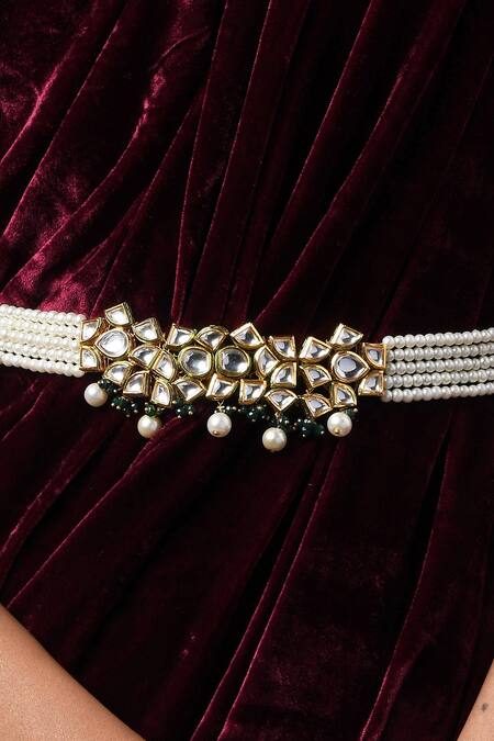 Buy_Paisley Pop_Gold Pearls Multi Strand Belt _Online_at_Aza_Fashions
