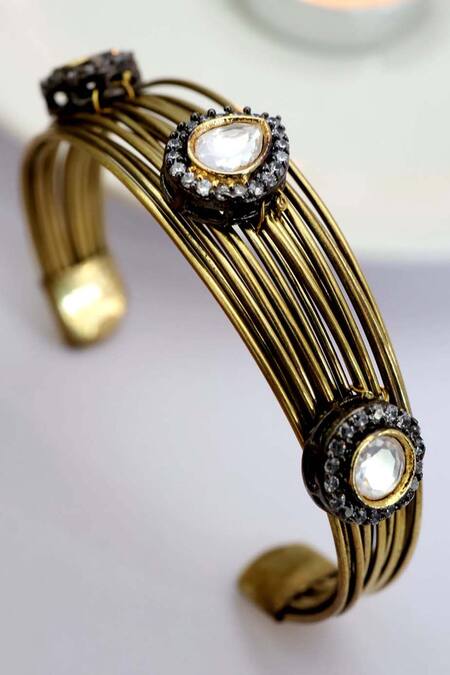 Paisley Pop Plated Alloy Polki Adjustable Bracelet Online at Aza Fashions Paisley Pop_Plated Alloy Polki Adjustable Bracelet _Online_at_Aza_Fashions