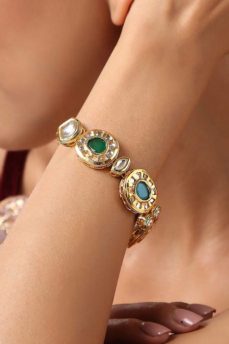 Buy Paisley Pop Gold Plated Navrattan Bracelet Online at Aza Fashions Buy_Paisley Pop_Gold Plated Navrattan Bracelet _Online_at_Aza_Fashions