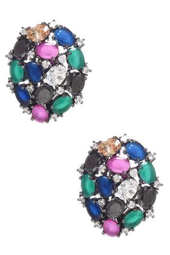Paisley Pop Multicolor Stone Stud Earrings Online at Aza Fashions Paisley Pop_Multicolor Stone Stud Earrings _Online_at_Aza_Fashions
