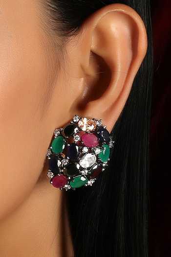 Buy Paisley Pop Multicolor Stone Stud Earrings Online at Aza Fashions Buy_Paisley Pop_Multicolor Stone Stud Earrings _Online_at_Aza_Fashions