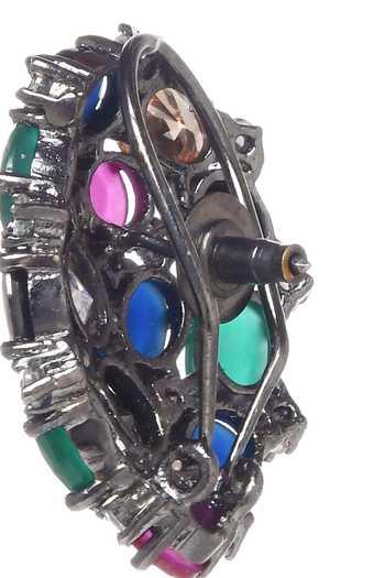 Paisley Pop_Multicolor Stone Stud Earrings _at_Aza_Fashions