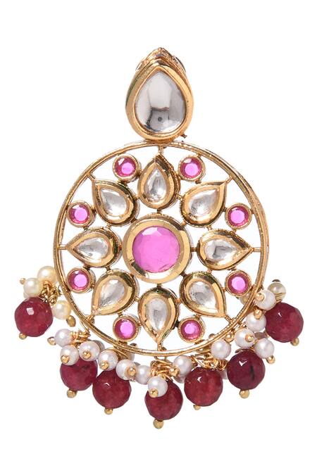 Shop_Paisley Pop_Gold Plated Stones, Zari Kundan Chandbalis _Online_at_Aza_Fashions