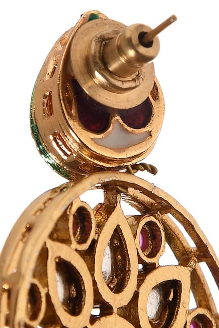 Paisley Pop_Gold Plated Stones, Zari Kundan Chandbalis _at_Aza_Fashions