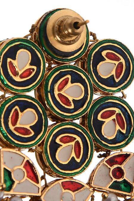 Paisley Pop_Gold Plated Kundan Earrings _at_Aza_Fashions