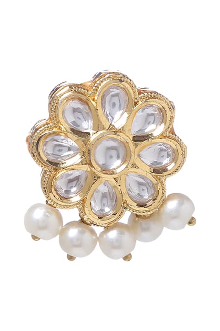 Shop_Paisley Pop_Gold Plated Pearls Kundan Earrings _Online_at_Aza_Fashions