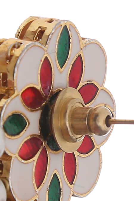 Paisley Pop_Gold Plated Pearls Kundan Earrings _at_Aza_Fashions