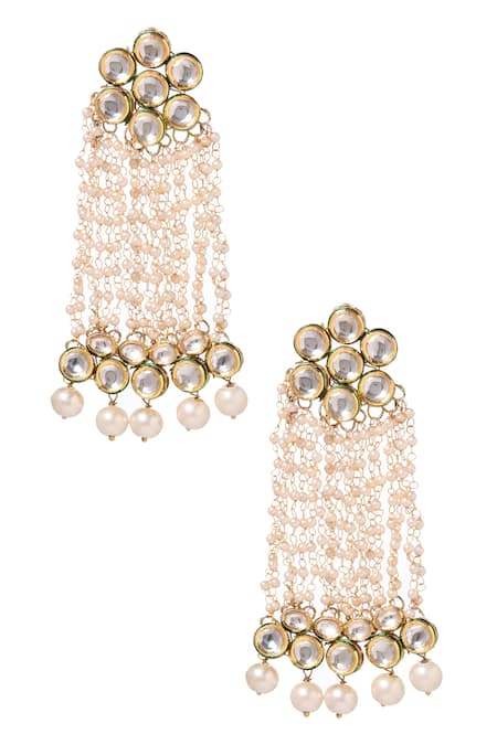 Laida Gold-Plated AD-Studded Teardrop Shaped Drop Earrings