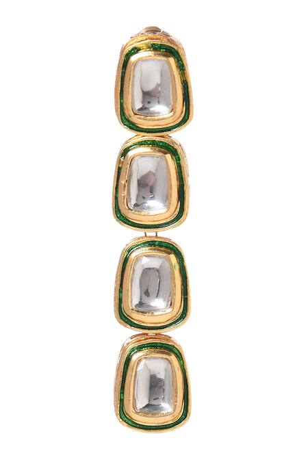 Shop_Paisley Pop_Gold Plated Gota Patti Kundan Earrings _Online_at_Aza_Fashions