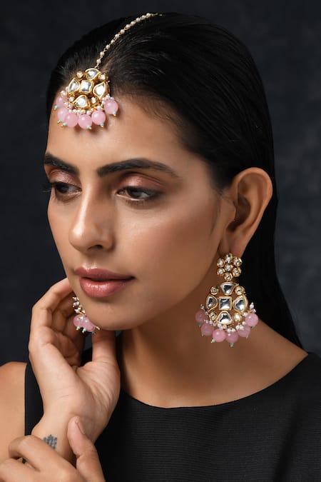 Paisley Pop Kundan danglers with Maangtikka 