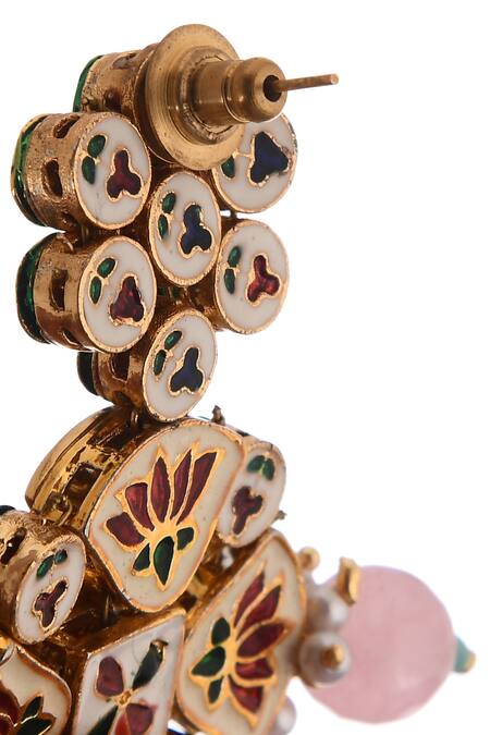 Shop_Paisley Pop_Gold Plated Stones, Beads Kundan Danglers With Maangtikka _Online_at_Aza_Fashions