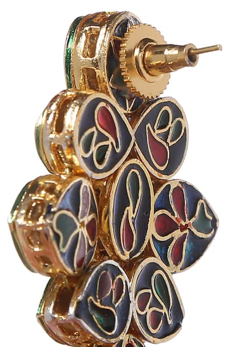 Shop_Paisley Pop_Gold Plated Kundan Floral Stud Earrings _Online_at_Aza_Fashions
