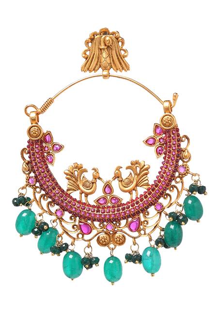 Buy_Paisley Pop_Gold Plated Bead Temple Stone Chandbalis_Online_at_Aza_Fashions