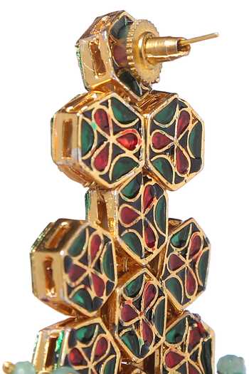 Shop_Paisley Pop_Gold Plated Stones, Beads, Gota Patti Kundan Earrings With Maangtikka _Online_at_Aza_Fashions