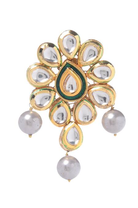 Buy_Paisley Pop_Gold Plated Kundan Handcrafted Floral Bead Drop Danglers _Online_at_Aza_Fashions