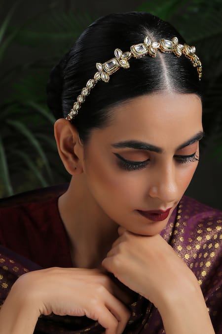 Paisley Pop Gold Kundan Floral Headband