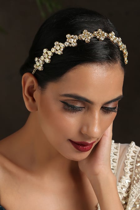 Paisley Pop Gold Kundan Floral Headband 