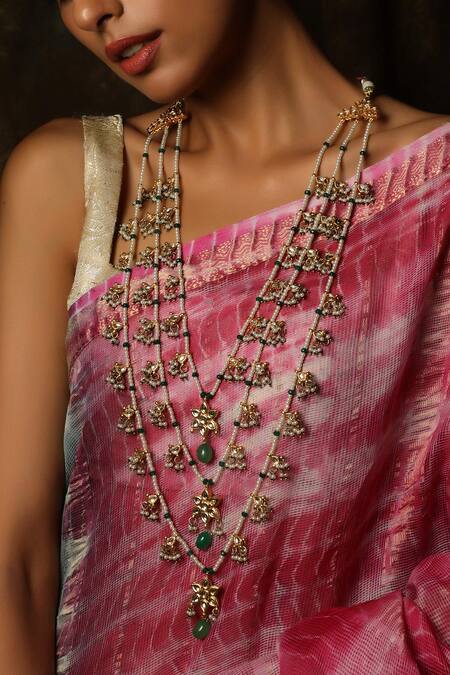 Buy_Paisley Pop_Gold Plated Beads Layered Necklace_Online_at_Aza_Fashions