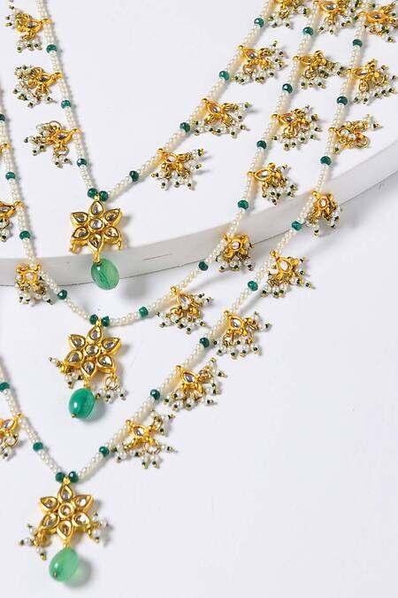 Shop_Paisley Pop_Gold Plated Beads Layered Necklace_Online_at_Aza_Fashions