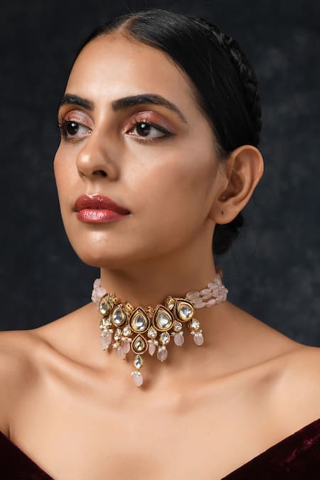 Paisley Pop Gold Plated Beads Kundan Choker 