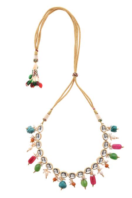 Paisley Pop_Gold Plated Kundan Choker _Online_at_Aza_Fashions